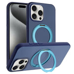 Custodia magnetica per telefono con supporto girevole a 360 gradi e finitura satinata effetto pelle., For iPhone 15 Pro, For iPhone 15 Plus, For iPhone 15, For iPhone 14