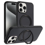 Custodia magnetica per telefono con supporto girevole a 360 gradi e finitura satinata effetto pelle., For iPhone 15 Pro, For iPhone 15 Plus, For iPhone 15, For iPhone 14