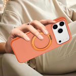 Custodia magnetica per telefono con supporto girevole a 360 gradi e finitura satinata effetto pelle., For iPhone 16 Pro Max, For iPhone 16 Pro, For iPhone 16, For iPhone 15 Pro Max