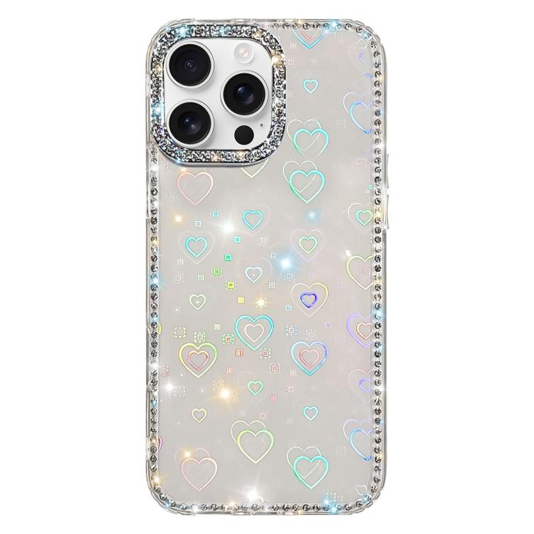 Custodia per telefono ibrida IMD PC TPU con strass su entrambi i lati., For iPhone 16 Pro Max, For iPhone 16 Pro, For iPhone 16 Plus, For iPhone 16