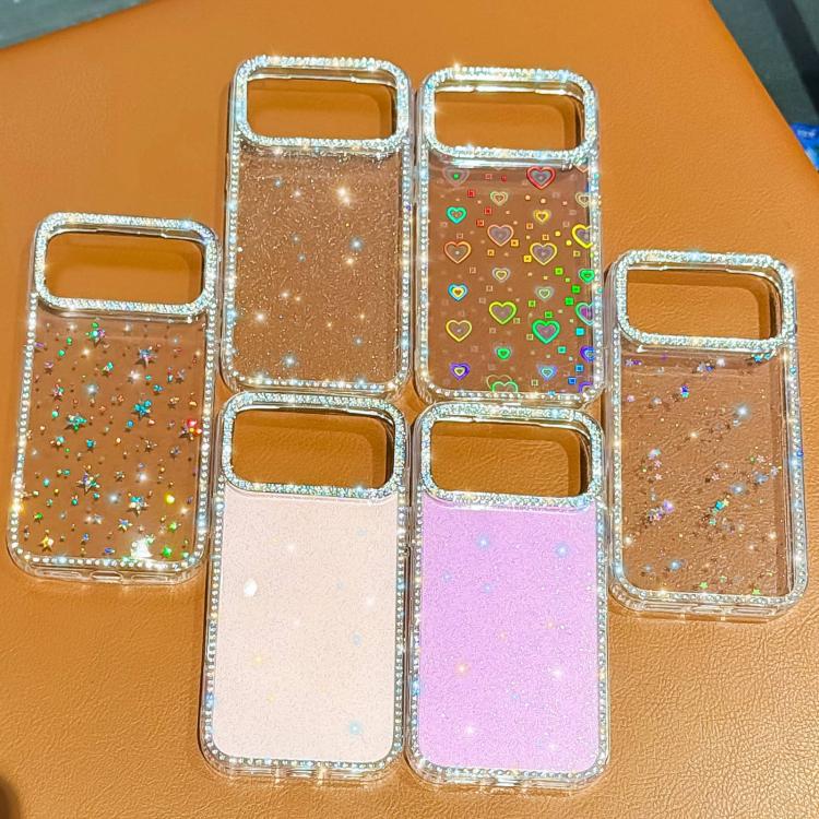 Custodia per telefono ibrida IMD PC TPU con strass su entrambi i lati., For iPhone 17 Pro Max, For iPhone 17 Pro, For iPhone 17, For iPhone Air