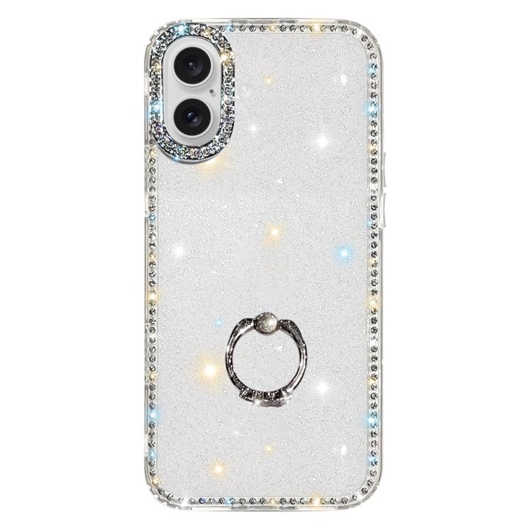 Porta anelli con strass, custodia per telefono ibrida IMD PC TPU a doppio lato, For iPhone 16 Pro Max, For iPhone 16 Pro, For iPhone 16 Plus, For iPhone 16