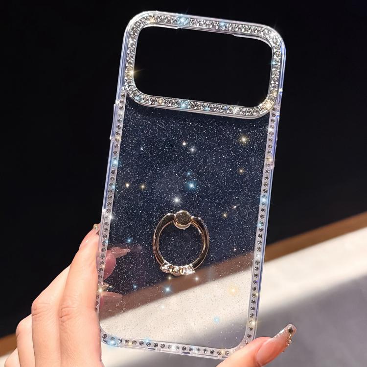 Porta anelli con strass, custodia per telefono ibrida IMD PC TPU a doppio lato, For iPhone 15 Pro Max, For iPhone 15 Pro, For iPhone 15, For iPhone 14
