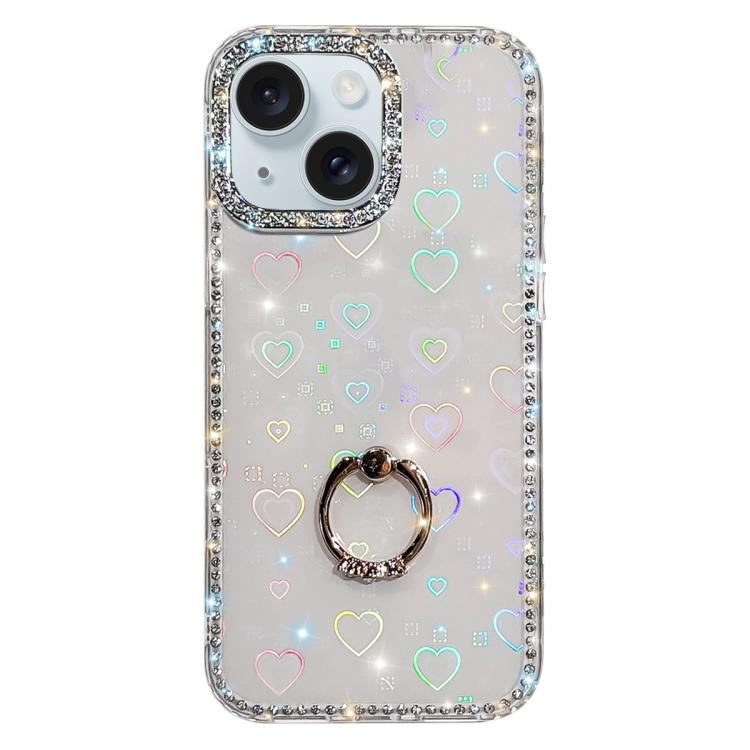 Porta anelli con strass, custodia per telefono ibrida IMD PC TPU a doppio lato, For iPhone 15 Pro Max, For iPhone 15 Pro, For iPhone 15, For iPhone 14