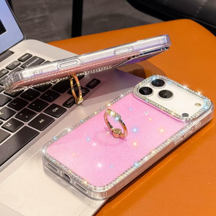 Porta anelli con strass, custodia per telefono ibrida IMD PC TPU a doppio lato, For iPhone 15 Pro Max, For iPhone 15 Pro, For iPhone 15, For iPhone 14