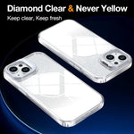 Custodia per telefono con cornice magnetica e supporto per obiettivo con effetto sfumato glitterato, For iPhone 15, For iPhone 14 Plus, For iPhone 14 / 13, For iPhone 14 Pro