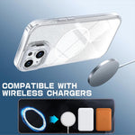Custodia per telefono con cornice magnetica e supporto per obiettivo con effetto sfumato glitterato, For iPhone 15, For iPhone 14 Plus, For iPhone 14 / 13, For iPhone 14 Pro