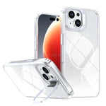 Custodia per telefono con cornice magnetica e supporto per obiettivo con effetto sfumato glitterato, For iPhone 15, For iPhone 14 Plus, For iPhone 14 / 13, For iPhone 14 Pro
