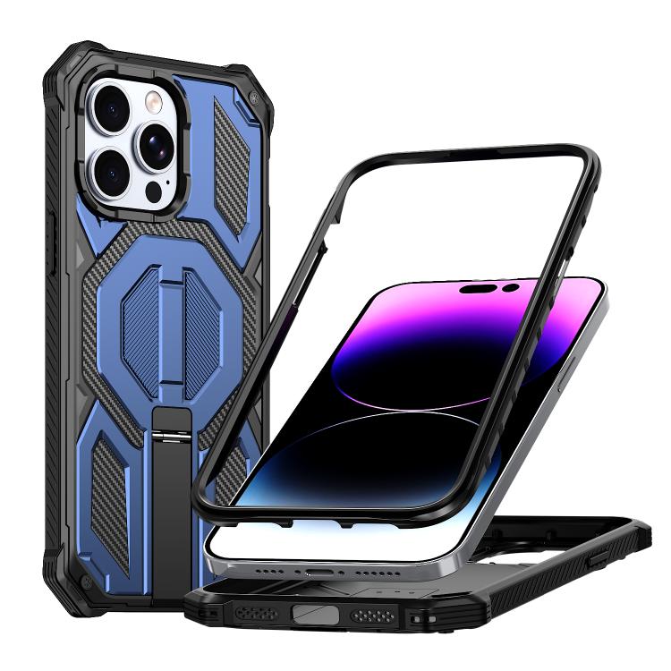 Custodia per telefono antiurto con supporto metallico nascosto e magnetico., For iPhone 14 / 13, For iPhone 14 Pro, For iPhone 14 Pro Max, For iPhone 13 Pro Max