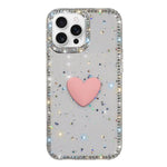 Custodia per telefono IMD Love Heart con strass flash su entrambi i lati, For iPhone 16 Pro Max, For iPhone 16 Pro