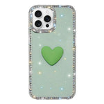 Custodia per telefono IMD Love Heart con strass flash su entrambi i lati, For iPhone 16 Pro Max, For iPhone 16 Pro