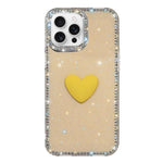 Custodia per telefono IMD Love Heart con strass flash su entrambi i lati, For iPhone 16 Pro Max, For iPhone 16 Pro