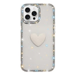 Custodia per telefono IMD Love Heart con strass flash su entrambi i lati, For iPhone 16 Pro Max, For iPhone 16 Pro