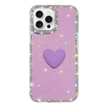 Custodia per telefono IMD Love Heart con strass flash su entrambi i lati, For iPhone 16 Pro Max, For iPhone 16 Pro