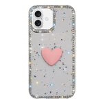 Custodia per telefono IMD Love Heart con strass flash su entrambi i lati, For iPhone 16 Plus, For iPhone 16