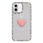 Custodia per telefono IMD Love Heart con strass flash su entrambi i lati, For iPhone 16 Plus, For iPhone 16