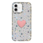 Custodia per telefono IMD Love Heart con strass flash su entrambi i lati, For iPhone 16 Plus, For iPhone 16