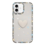 Custodia per telefono IMD Love Heart con strass flash su entrambi i lati, For iPhone 16 Plus, For iPhone 16