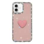 Custodia per telefono IMD Love Heart con strass flash su entrambi i lati, For iPhone 16 Plus, For iPhone 16