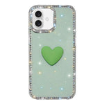 Custodia per telefono IMD Love Heart con strass flash su entrambi i lati, For iPhone 16 Plus, For iPhone 16