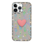 Custodia per telefono IMD Love Heart con strass flash su entrambi i lati, For iPhone 15 Pro Max, For iPhone 15 Pro
