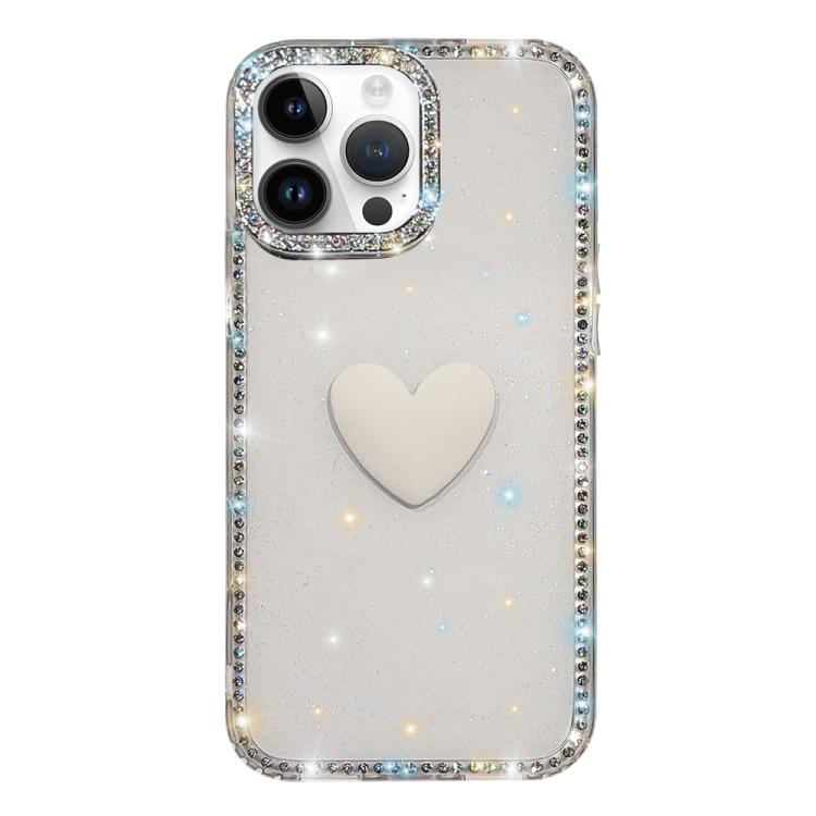 Custodia per telefono IMD Love Heart con strass flash su entrambi i lati, For iPhone 13 Pro Max, For iPhone 13 Pro