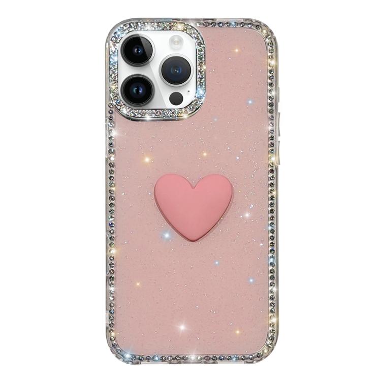 Custodia per telefono IMD Love Heart con strass flash su entrambi i lati, For iPhone 13 Pro Max, For iPhone 13 Pro