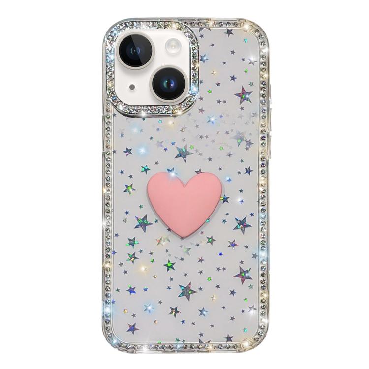 Custodia per telefono IMD Love Heart con strass flash su entrambi i lati, For iPhone 13