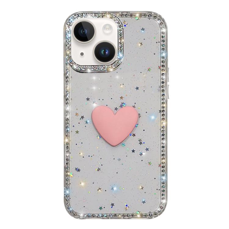 Custodia per telefono IMD Love Heart con strass flash su entrambi i lati, For iPhone 13