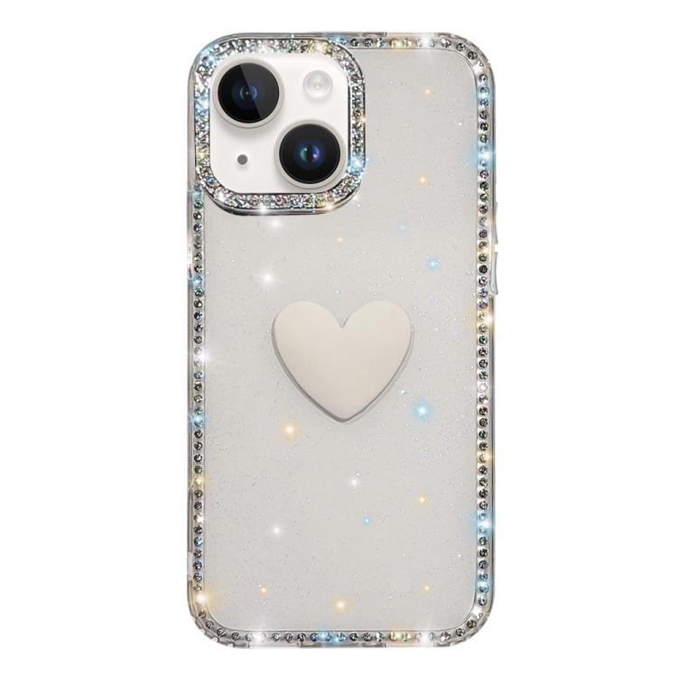 Custodia per telefono IMD Love Heart con strass flash su entrambi i lati, For iPhone 13