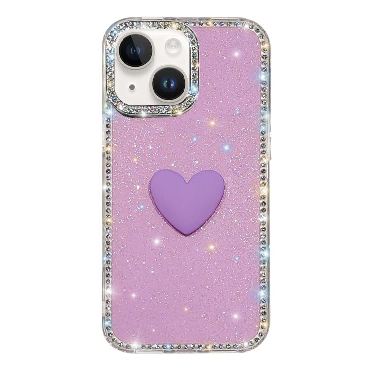 Custodia per telefono IMD Love Heart con strass flash su entrambi i lati, For iPhone 13