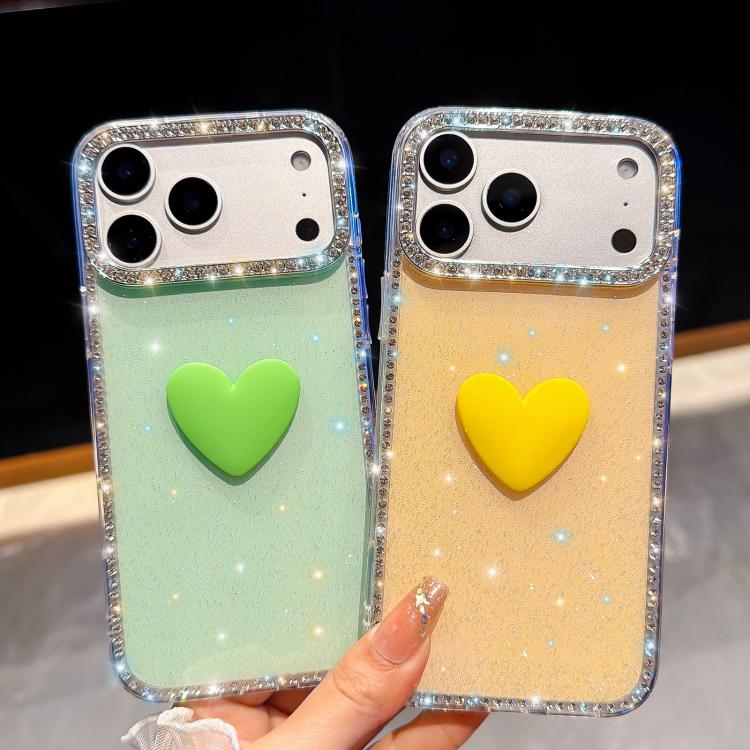 Custodia per telefono IMD Love Heart con strass flash su entrambi i lati, For iPhone 13