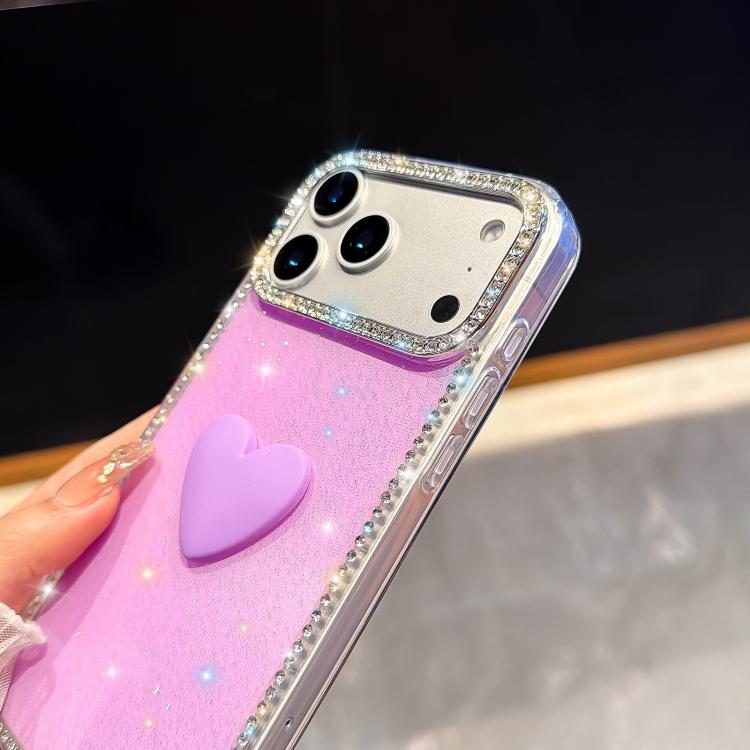 Custodia per telefono IMD Love Heart con strass flash su entrambi i lati, For iPhone 13