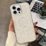 Custodia magnetica per telefono con texture a conchiglia placcata in oro., For iPhone 16, For iPhone 15 Pro Max, For iPhone 15 Pro, For iPhone 15