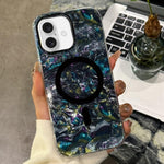 Custodia magnetica per telefono con texture a conchiglia placcata in oro., For iPhone 16, For iPhone 15 Pro Max, For iPhone 15 Pro, For iPhone 15