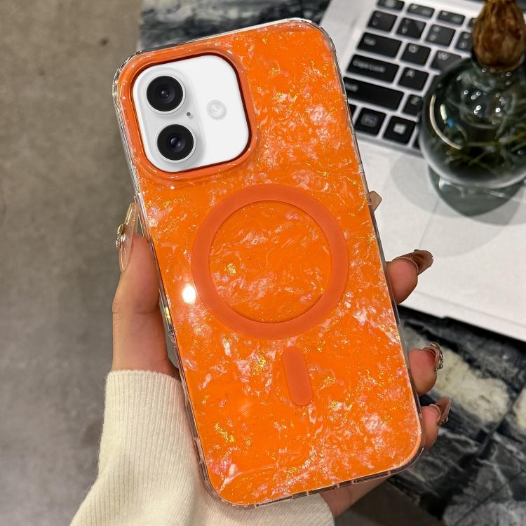 Custodia magnetica per telefono con texture a conchiglia placcata in oro., For iPhone 16, For iPhone 15 Pro Max, For iPhone 15 Pro, For iPhone 15