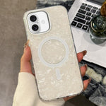 Custodia magnetica per telefono con texture a conchiglia placcata in oro., For iPhone 16, For iPhone 15 Pro Max, For iPhone 15 Pro, For iPhone 15