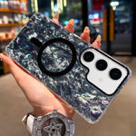 Custodia magnetica con texture a conchiglia placcata in oro per Samsung Galaxy