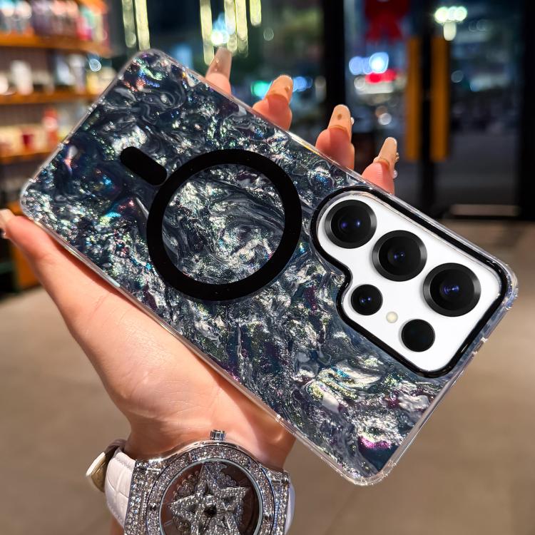 Custodia magnetica con texture a conchiglia placcata in oro per Samsung Galaxy