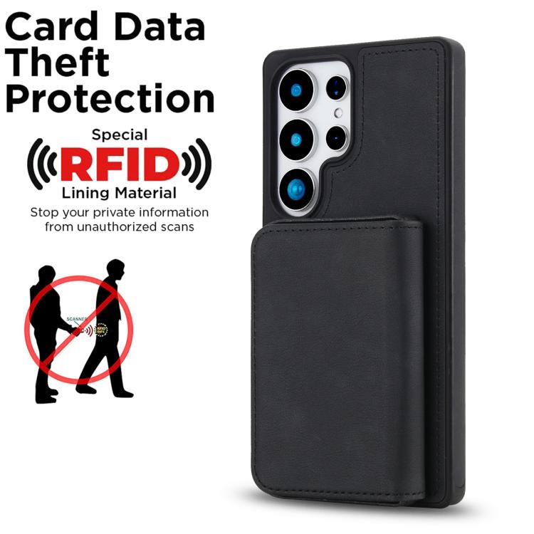 Portafoglio magnetico staccabile in similpelle con protezione RFID per Samsung