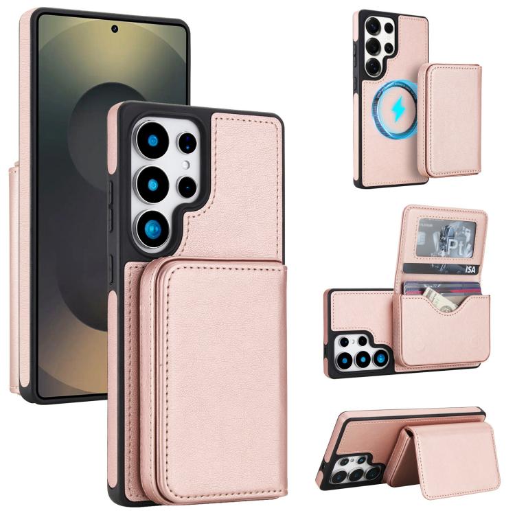 Portafoglio magnetico staccabile in similpelle con protezione RFID per Samsung