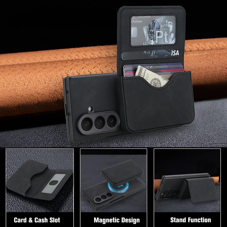 Portafoglio magnetico staccabile in similpelle con protezione RFID per Samsung
