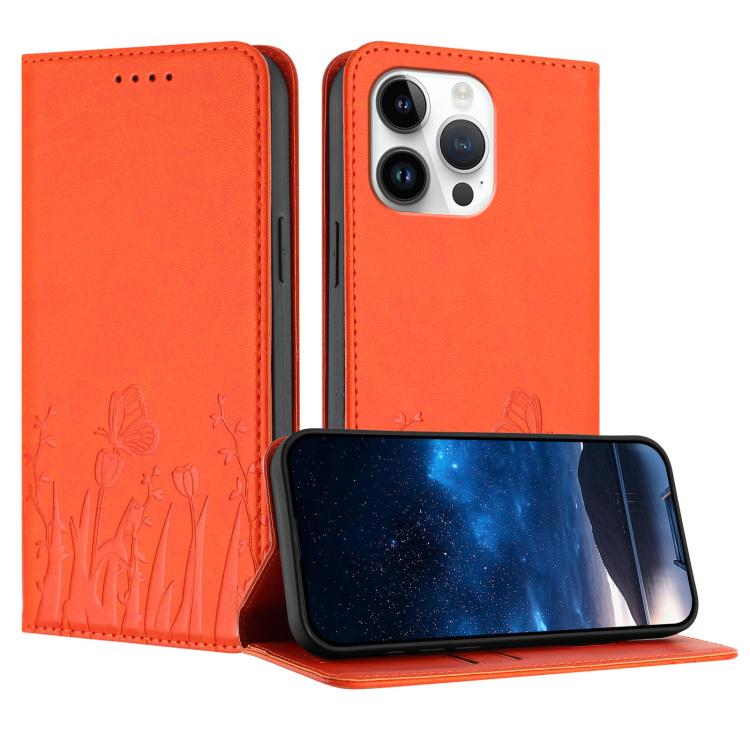 Custodia magnetica per telefono in ecopelle con motivo tulipani e farfalle., For iPhone 16, For iPhone 15 Pro Max