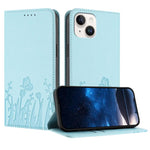Custodia magnetica per telefono in ecopelle con motivo tulipani e farfalle., For iPhone 15, For iPhone 14 Plus