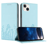 Custodia magnetica per telefono in ecopelle con motivo tulipani e farfalle., For iPhone 15, For iPhone 14 Plus