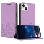 Custodia magnetica per telefono in ecopelle con motivo tulipani e farfalle., For iPhone 15, For iPhone 14 Plus