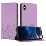 Custodia magnetica per telefono in ecopelle con motivo tulipani e farfalle., For iPhone X / XS, For iPhone XS Max