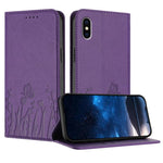 Custodia magnetica per telefono in ecopelle con motivo tulipani e farfalle., For iPhone X / XS, For iPhone XS Max