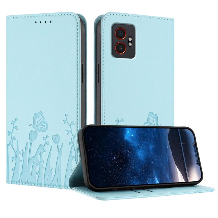 Custodia magnetica in ecopelle con motivo tulipani e farfalle per Samsung Galaxy