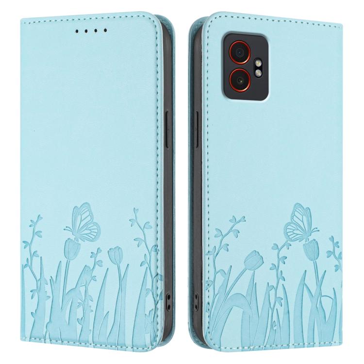 Custodia magnetica in ecopelle con motivo tulipani e farfalle per Samsung Galaxy